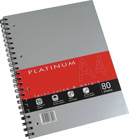 PLATINUM COLLINS A4 SPIRAL BOOK  160SHEETS CPFM-4-160