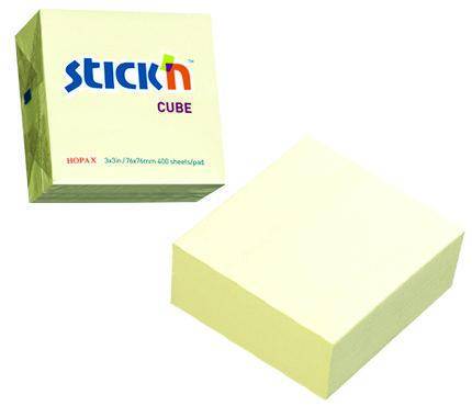 STICK NOTES CUBE 76X76MM YELLOW F42007