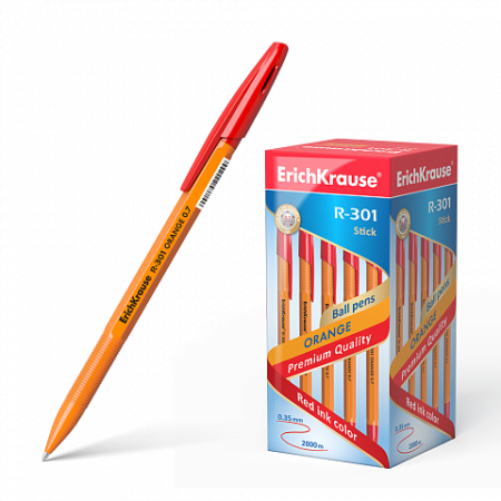 ERICHKRAUSE BALLPOINT PEN R-301 ORANGE STICK 0.7 RED 43196