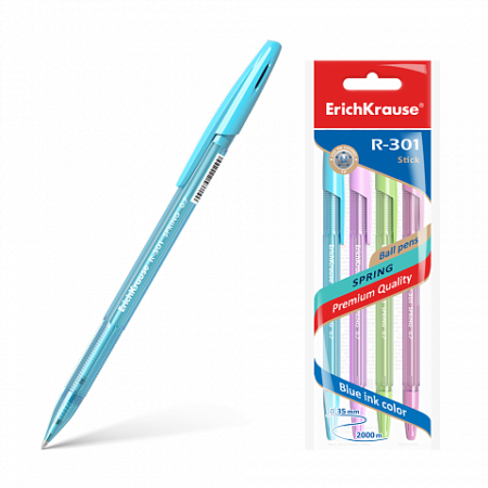 ERICHKRAUSE BALLPOINT PEN R-301 SPRING STICK 0.7 BLUE 4PCS PACK 33643