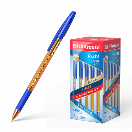 ERICHKRAUSE BALLPOINT PEN R-301 AMBER STICK&GRIP 0.7 BLUE 39530
