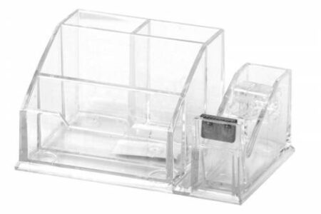 FORPUS DESK ORGANIZER CLEAR W/TAPE DISPENSER F30515