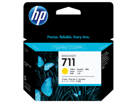 HP INK CARTRIDGE 711 YELLOW VALUE PACK X 3 CZ136A