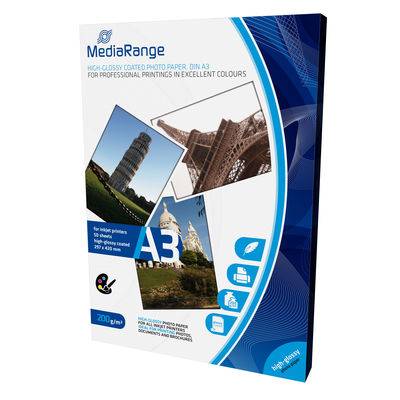 MEDIARANGE PAPER GLOSSY 200GR A3 50SH