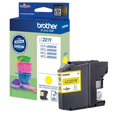 BROTHER INK CARTRIDGE LC221 YELLOW  MCFJ 460/480/485/680/880 & DCP562