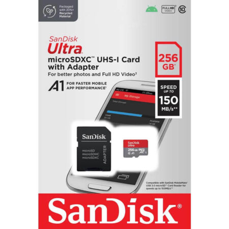 SANDISK Ultra microSDXC 256GB + SD Adapter 150MB/s A1 Class