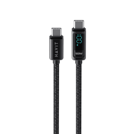 HAVIT USB-C TO USB-C  CABLE WITH LED SCREEN 2M  CB6247 BLACK