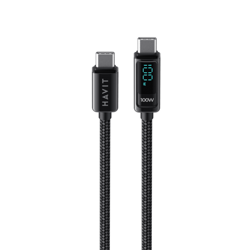 HAVIT USB-C TO USB-C  CABLE WITH LED SCREEN 2M  CB6247 BLACK