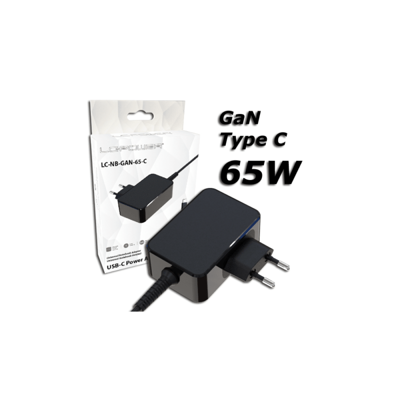 LC POWER ADAPTER GaN USB-C  5-20V 3-3.25A 65W LC-NB-GAN-65-C
