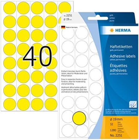 HERMA LABEL A5 19MM YELLOW HER-2251