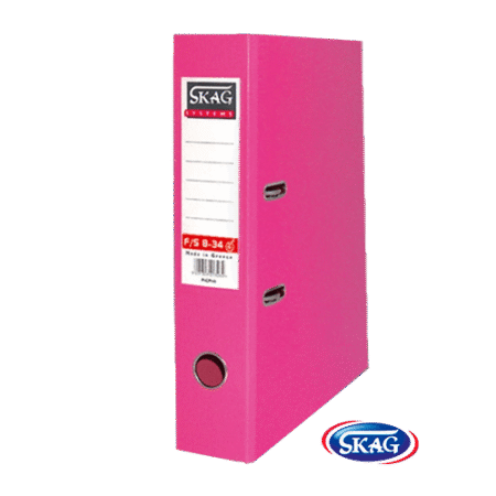 SKAG PREMIUM BOX FILE F/SC PVC 8CM WIDE PINK 8/34