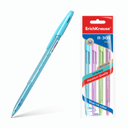 ERICHKRAUSE BALLPOINT PEN R-301 SPRING STICK 0.7 BLUE 4PCS PACK 33643