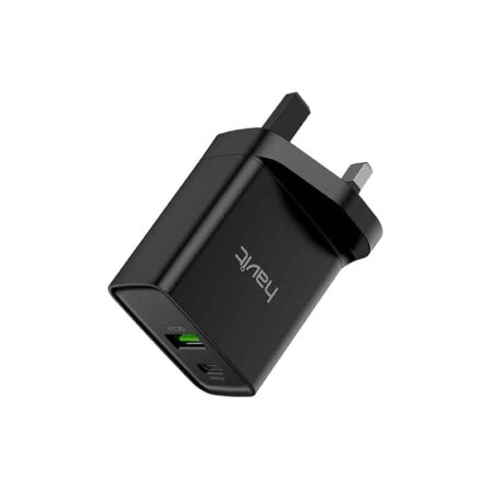 HAVIT UK WALL CHARGER USB & USB-C 20W HV-UC111 UK BLACK