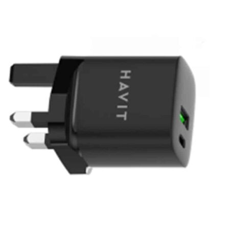 HAVIT UK 30W WALL CHARGER USB-A & USB-C GAN QUICK CHARGE UC30 PRO BLACK
