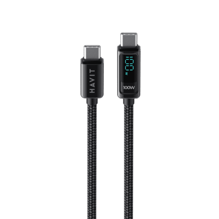 HAVIT USB-C TO USB-C CABLE 100W WITH LED SCREEN 2M CB6247 BLACK