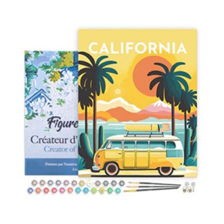 Paint by numbers Figured'Art Travel Poster California 40x50cm Already Framed