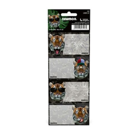 Newmoji Art Tiger Power SCHOOL LABELS, SET OF 2024X1X8