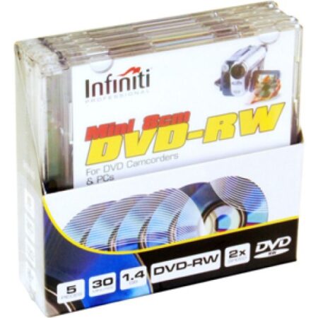 INFINITI CLASSIC 8CM MINI DVD-RW 1.4GB 30MIN JEWEL CASE (5PK)