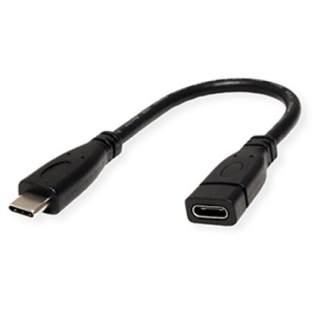 ROLINE USB3.2 Gen2 Type C Cable, C - C, M/F, black, 0.15 m