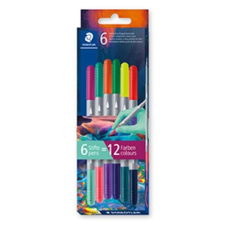 Fibre tip pen 2tips twin color 6pc