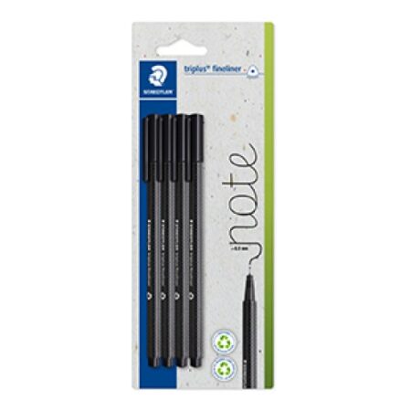Fineliner triplus rPP, black 4pc Bl